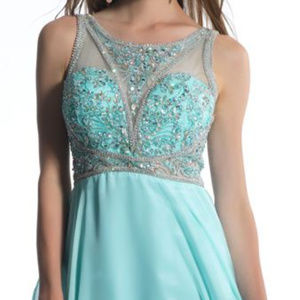 Prom Dress Acqua color jeweled jeweled bodice